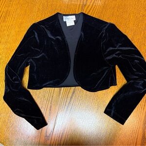 Black Velvet Cropped Bolero Shrug Jacket Small